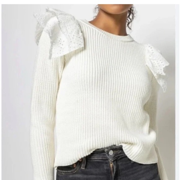 Lilla P Sweaters - Lila P Sweater with Eyelet Accents